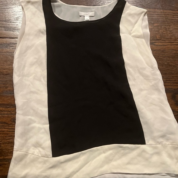 J. CREW 100% Silk Sleeveless Colorblock Shell Blouse in Cream and Black Size 0 - Picture 3 of 6